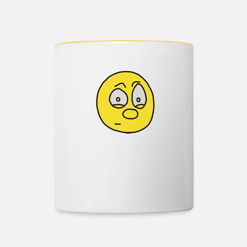 Emoticon - Tasse zweifarbig - Weiß/Gelb