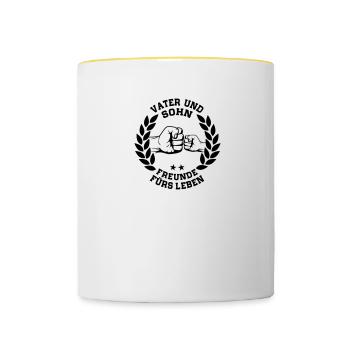 Vater und Sohn Freunde fürs Leben - Lorbeerkranz - Contrasting Mug - white/yellow - Front