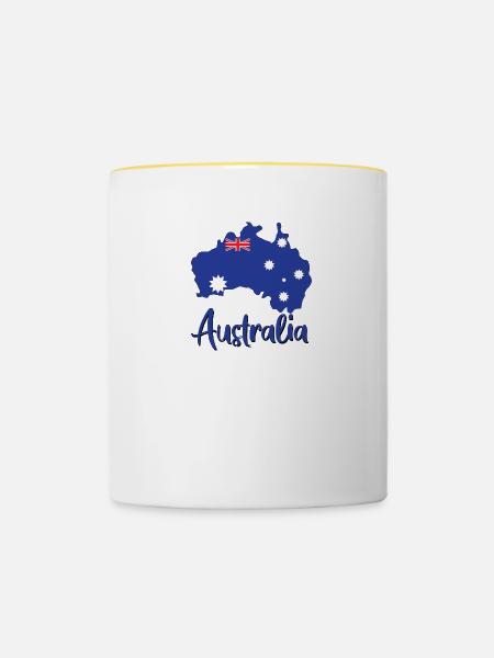 Australien - Tasse zweifarbig - Weiß/Gelb