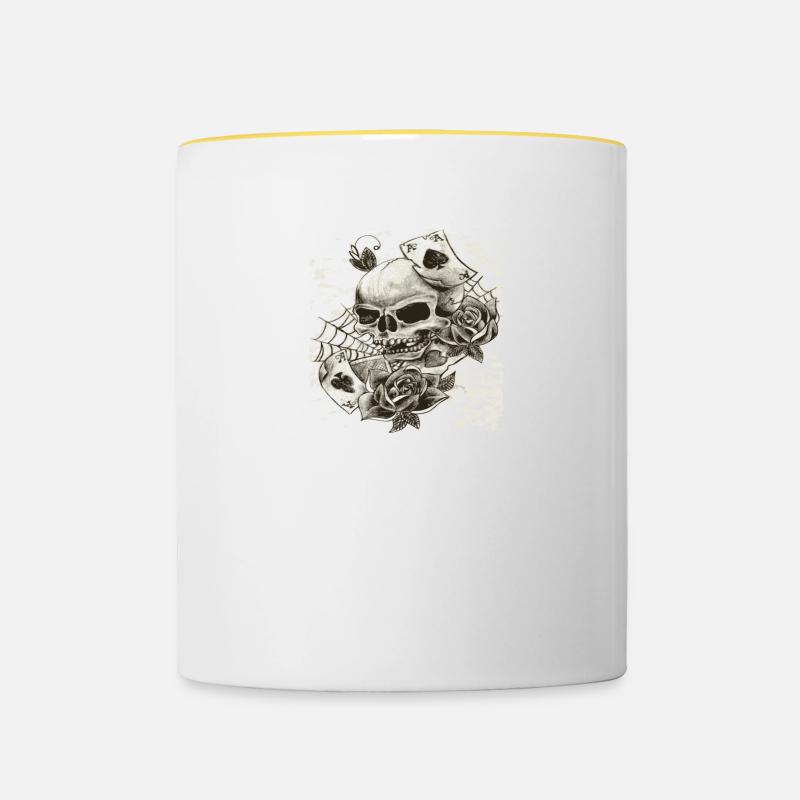 cartes pirates - Mug contrasté - blanc/jaune