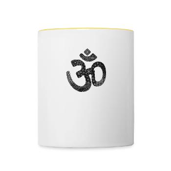 AUM Sanskrit Silbe - Tasse zweifarbig - Weiß/Gelb - Vorne