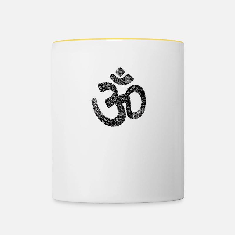 AUM syllabe sanskrite - Mug contrasté - blanc/jaune