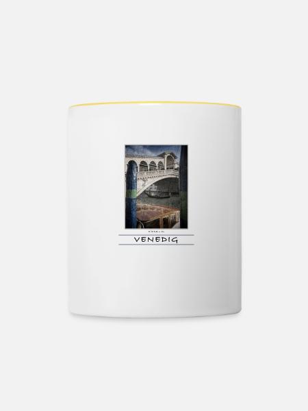 Venedig Rialtobrücke - Tasse zweifarbig - Weiß/Gelb