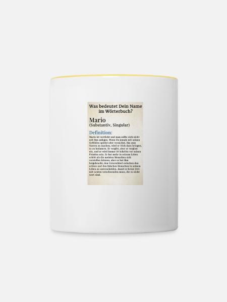 T-shirt design - Tasse zweifarbig - Weiß/Gelb