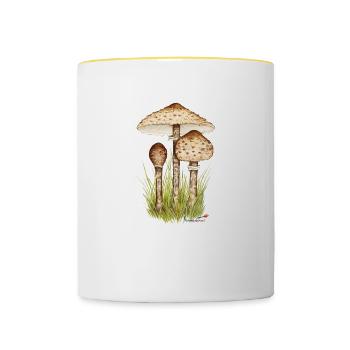Parasolpilz oder Riesenschirmling - Tasse zweifarbig - Weiß/Gelb - Vorne