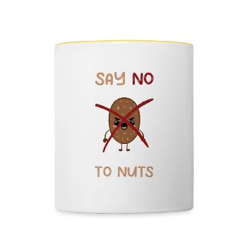 Cadeau de sensibilisation aux allergies et aux noix - Mug contrasté - blanc/jaune - Devant