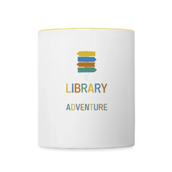 Adventure Begins At Your Library - Tasse zweifarbig - Weiß/Gelb - Vorne