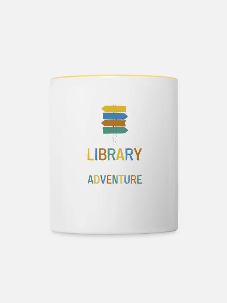 Adventure Begins At Your Library - Tasse zweifarbig - Weiß/Gelb