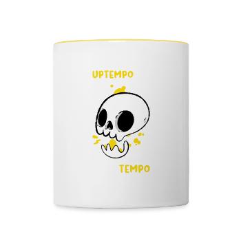 Techno Uptempo Rave Tekk Music Celebrations - Contrasting Mug - white/yellow - Front