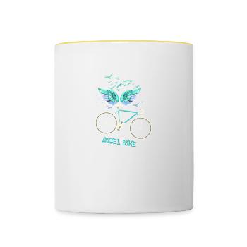 engelsflügel,flügel,angelwings,fahrrad,angelbike - Tasse zweifarbig - Weiß/Gelb - Vorne