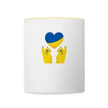 Ukraine, ukrainische Flagge, ukrainische Flagge - Tasse zweifarbig - Weiß/Gelb - Vorne