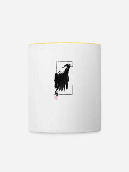 Krähenkante - Tasse zweifarbig - Weiß/Gelb