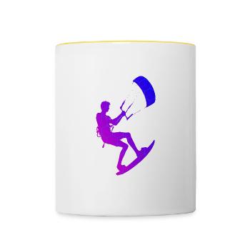 Kiting Kitesurfer Kite Kitesurf Kitesurfing - Contrasting Mug - white/yellow - Front