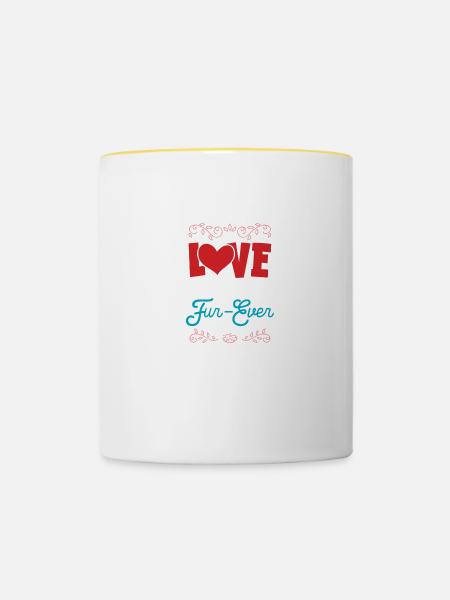 Love is Fur-Ever - Tasse zweifarbig - Weiß/Gelb
