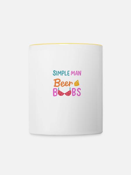 Beer And Boobs - Tasse zweifarbig - Weiß/Gelb