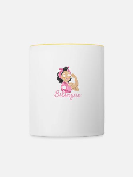 Bilingüe - Tasse zweifarbig - Weiß/Gelb
