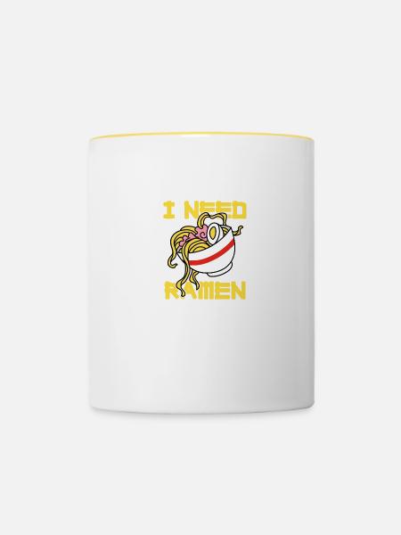 I Need Ramen - Tasse zweifarbig - Weiß/Gelb