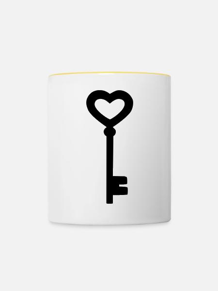 Schlüssel - Tasse zweifarbig - Weiß/Gelb