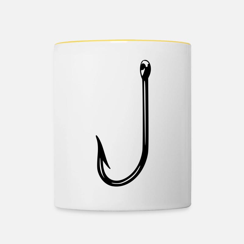 hameçons! Idée cadeau pêcheur pêcheur - Mug contrasté - blanc/jaune