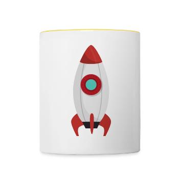 Vaisseau spatial | Illustration | Couleur | idée cadeau - Mug contrasté - blanc/jaune - Devant