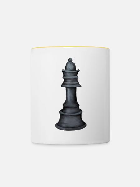 Graustufen Schachfigur Kunstdruck - Tasse zweifarbig - Weiß/Gelb