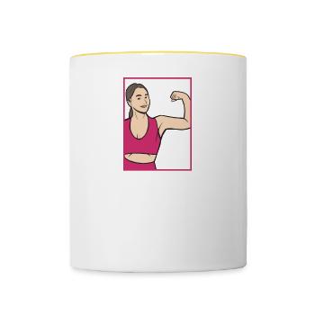 Mama Workout stark Bizeps Curling - Tasse zweifarbig - Weiß/Gelb - Vorne