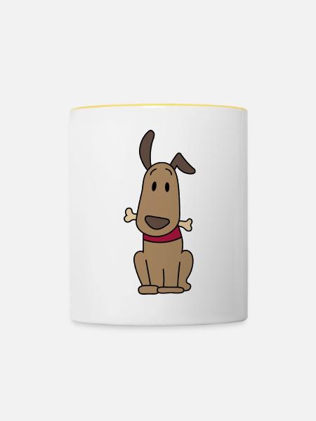 Hund - Tasse zweifarbig - Weiß/Gelb