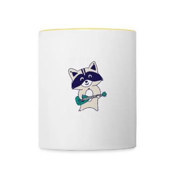 Raccoon Rock Star Guitare Rockin' Music Singer - Mug contrasté - blanc/jaune - Devant