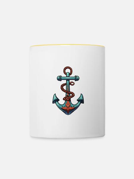 Anker Hafen - Tasse zweifarbig - Weiß/Gelb