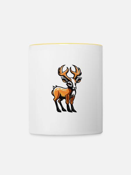 Hirsch Comic - Tasse zweifarbig - Weiß/Gelb