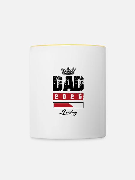 Dad 2025 Loading Papa - Tasse zweifarbig - Weiß/Gelb