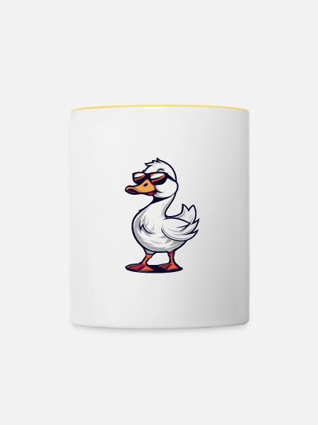 Gans Tier - Tasse zweifarbig - Weiß/Gelb