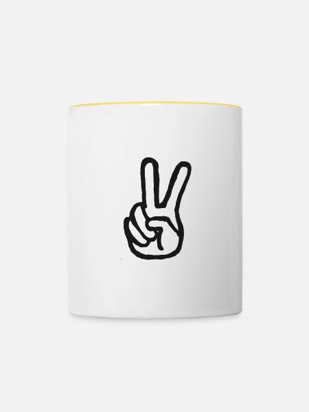 Peacezeichen - Tasse zweifarbig - Weiß/Gelb