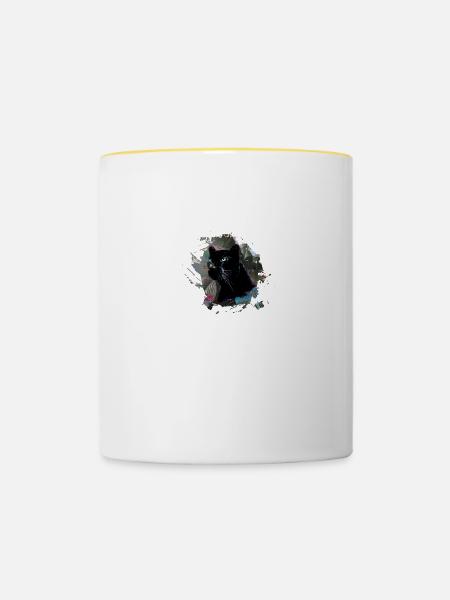 panther,gepard,leopard,schwarz,dschungel,wald - Tasse zweifarbig - Weiß/Gelb