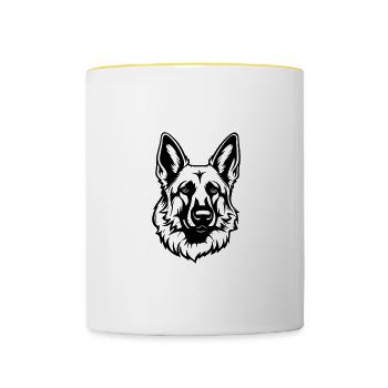 German Shepherd Dog Head - Contrasting Mug - white/yellow - Front