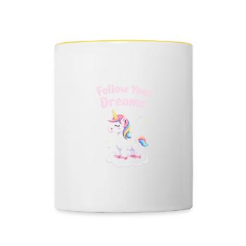Follow Your Dreams Unicorn Inspiration - Contrasting Mug - white/yellow - Front