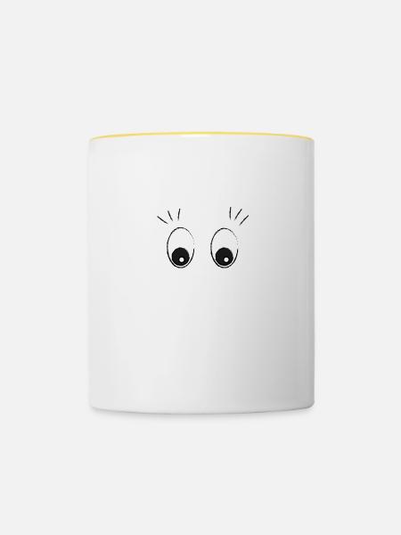 Augen - Tasse zweifarbig - Weiß/Gelb