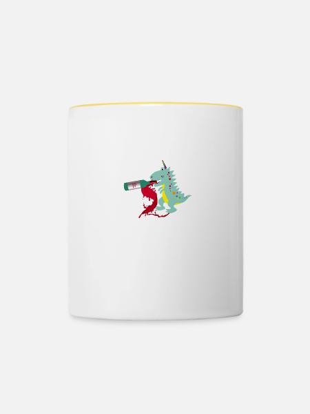 vino dino,wein,dinosaurier,vino - Tasse zweifarbig - Weiß/Gelb