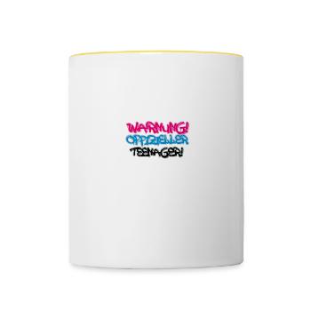 warnung offizieller teenager,teenager,graffiti - Tasse zweifarbig - Weiß/Gelb - Vorne