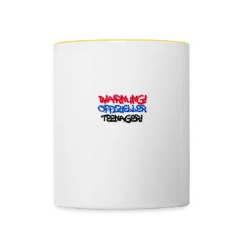 warnung offizieller teenager,teenager,graffiti - Tasse zweifarbig - Weiß/Gelb - Vorne