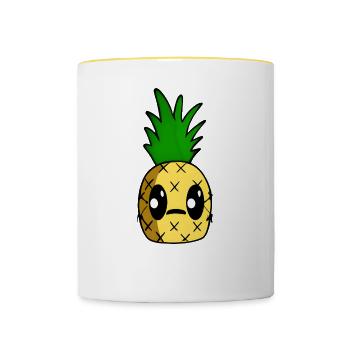 Kawaii pineapple - Contrasting Mug - white/yellow - Front