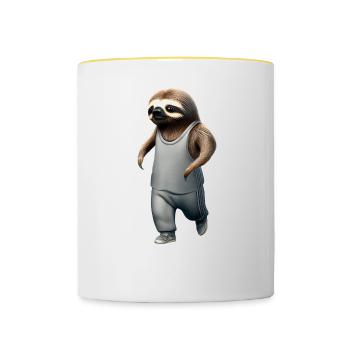 Jogging Faultier Anfänger Sport - Tasse zweifarbig - Weiß/Gelb - Vorne