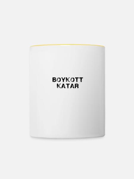 boykott katar,katar,flagge, wm,schrift - Tasse zweifarbig - Weiß/Gelb