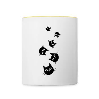Cat Head - Contrasting Mug - white/yellow - Front