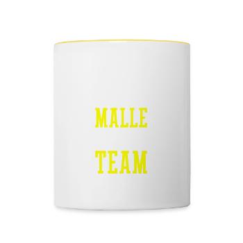 Malle Party Team Urlaub Mallorca - Tasse zweifarbig - Weiß/Gelb - Vorne