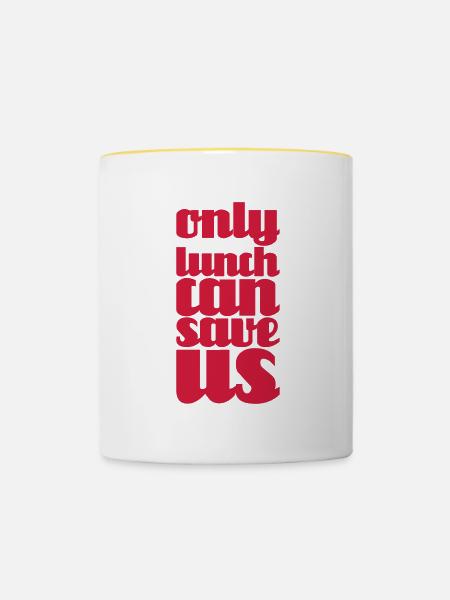 lunch can save us - Tasse zweifarbig - Weiß/Gelb