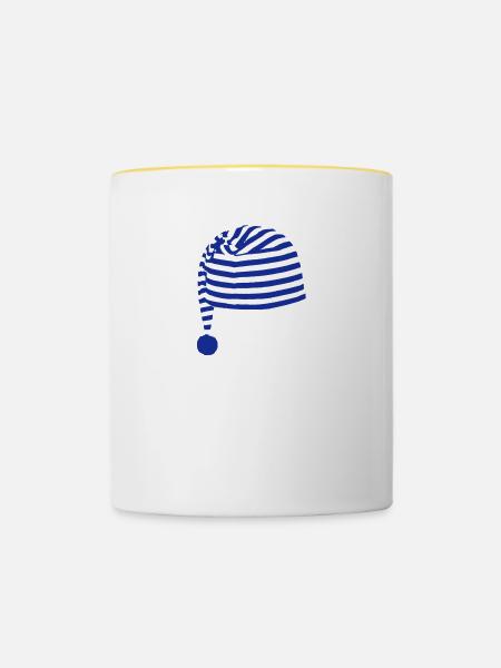 Nachtmütze - Tasse zweifarbig - Weiß/Gelb