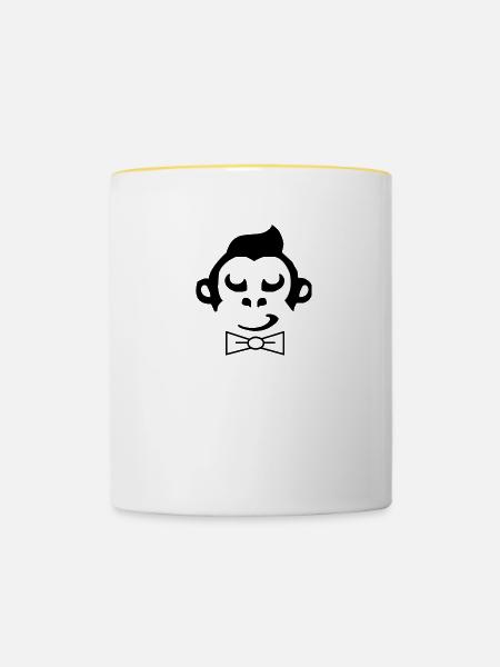 Affe - Tasse zweifarbig - Weiß/Gelb