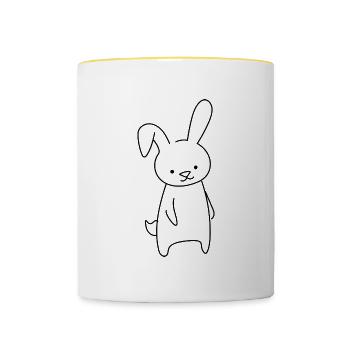 Waldtiere Süßes Kaninchen Lustiges Nagetier - Tasse zweifarbig - Weiß/Gelb - Vorne