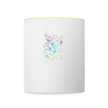 artwork,colorful dots,art,painting,abstract - Contrasting Mug - white/yellow - Front